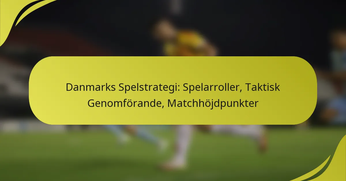 Danmarks Spelstrategi: Spelarroller, Taktisk Genomförande, Matchhöjdpunkter