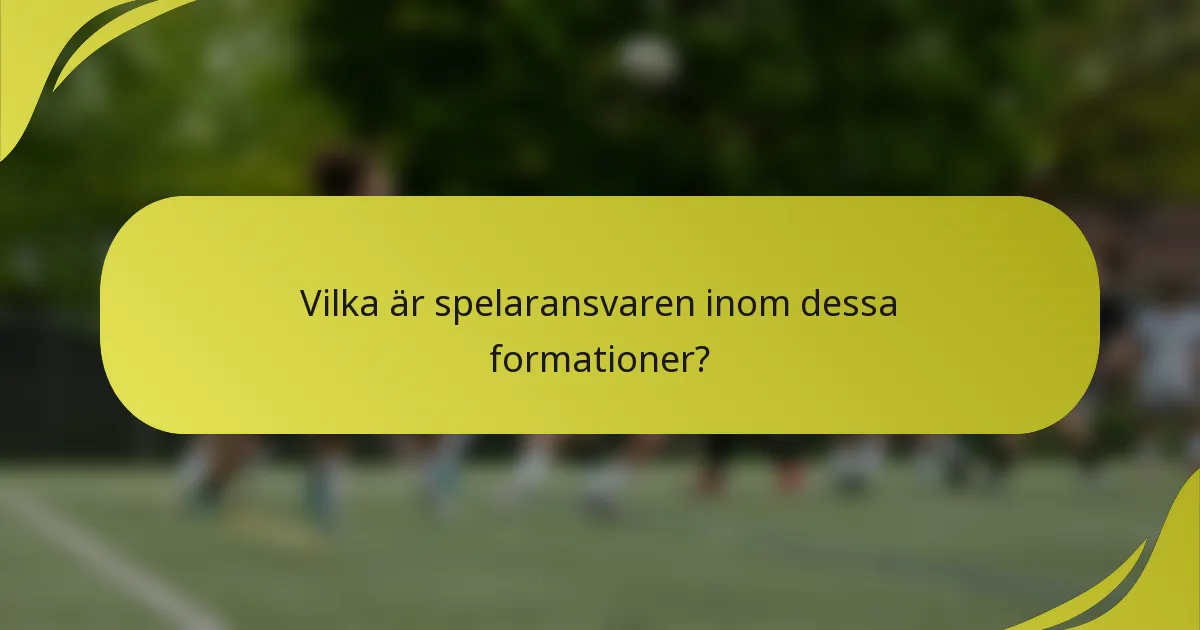 Vilka är spelaransvaren inom dessa formationer?