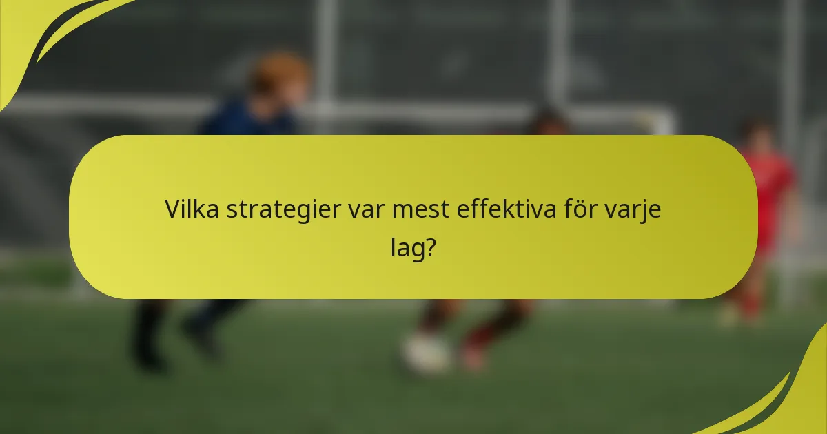 Vilka strategier var mest effektiva för varje lag?